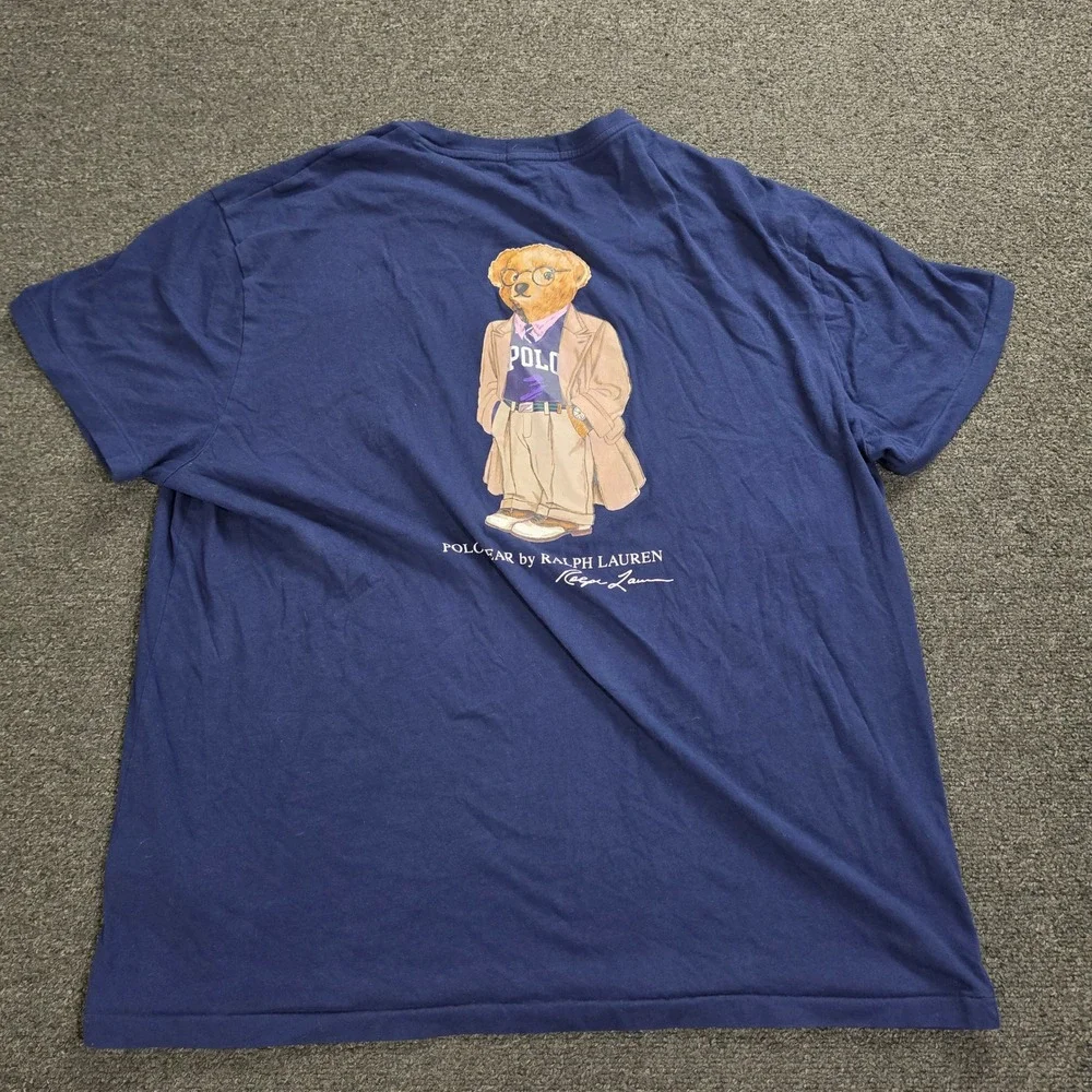 Polo Ralph Lauren Polo Bear T-Shirt Mens XL Navy Blue Pocket Graphic Tee 4243